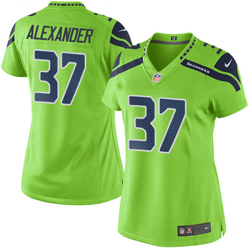 Women's Elite Shaun Alexander Nike Jersey Green - #37 Rush NFL Seattle Seahawks